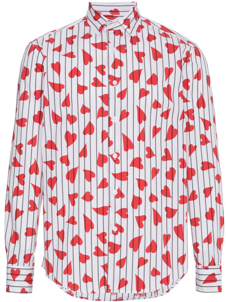 Jw Anderson Heart Stripe Print Shirt - White