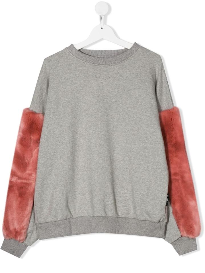 Andorine Faux Fur-panelled Sweatshirt - Grey
