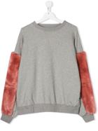 Andorine Faux Fur-panelled Sweatshirt - Grey