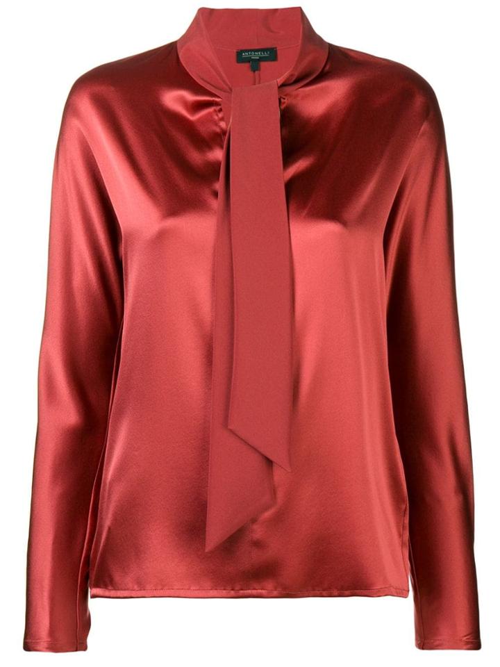 Antonelli Anita Tie Neck Blouse - Red