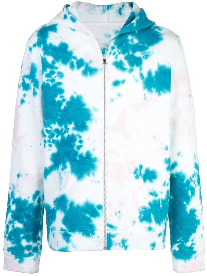 The Elder Statesman Tie-dye Zip Front Sweatshirt - White