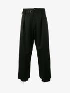 Sulvam High Waisted Cropped Trousers, Men's, Size: Medium, Black, Wool/cupro