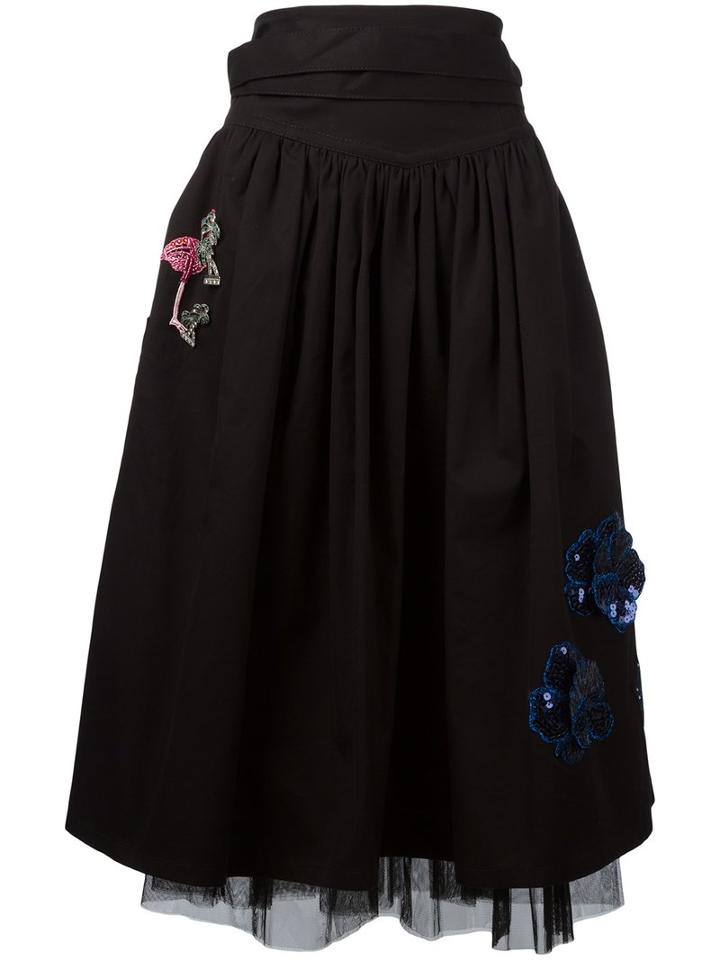 Marc Jacobs Embroidered Tulle Skirt, Women's, Size: 0, Black, Cotton