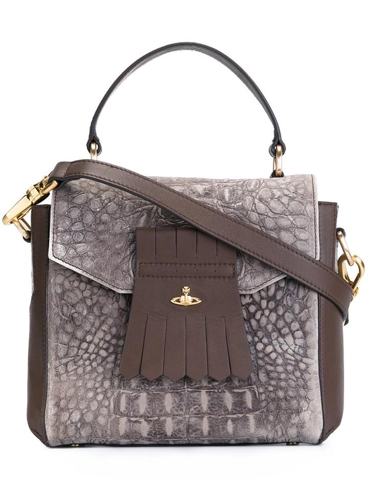 Vivienne Westwood Alligator Skin Effect Tote Bag, Women's, Brown