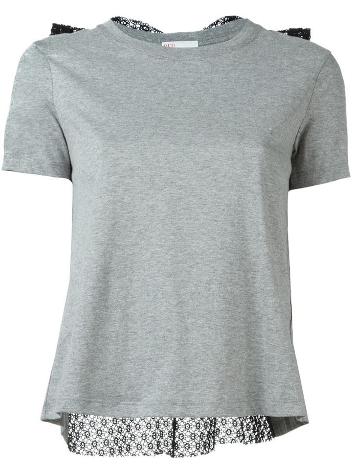Red Valentino Lace Bow Detail T-shirt, Women's, Size: M, Grey, Cotton/polyester