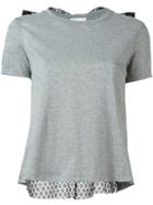 Red Valentino Lace Bow Detail T-shirt, Women's, Size: M, Grey, Cotton/polyester