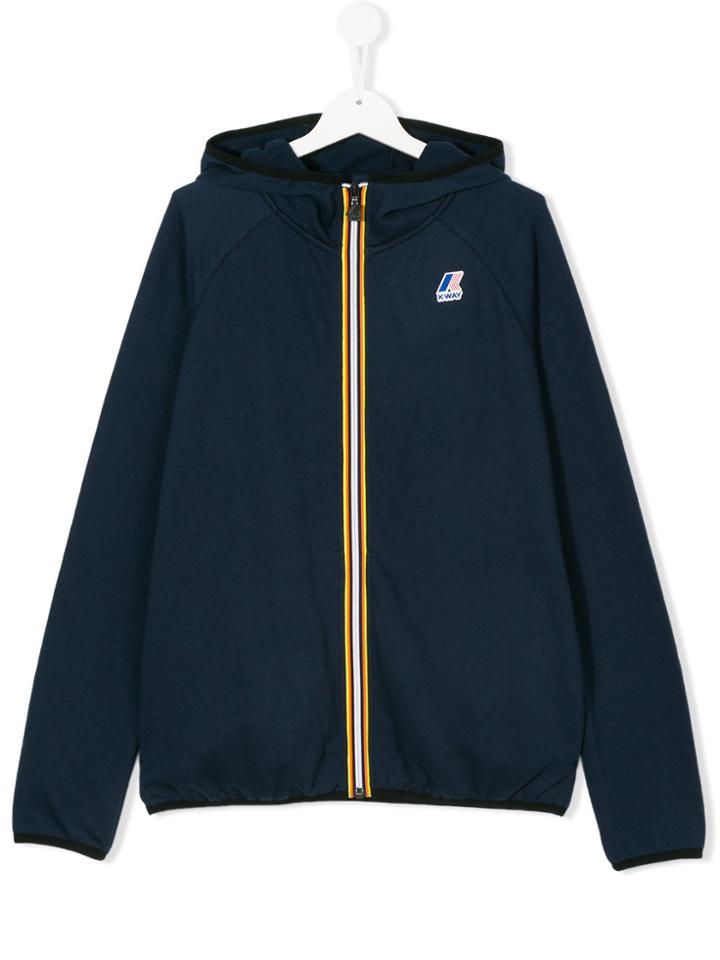 K Way Kids Hooded Zipped Jacket - Blue