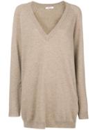 Liska Oversized V-neck Sweater - Nude & Neutrals