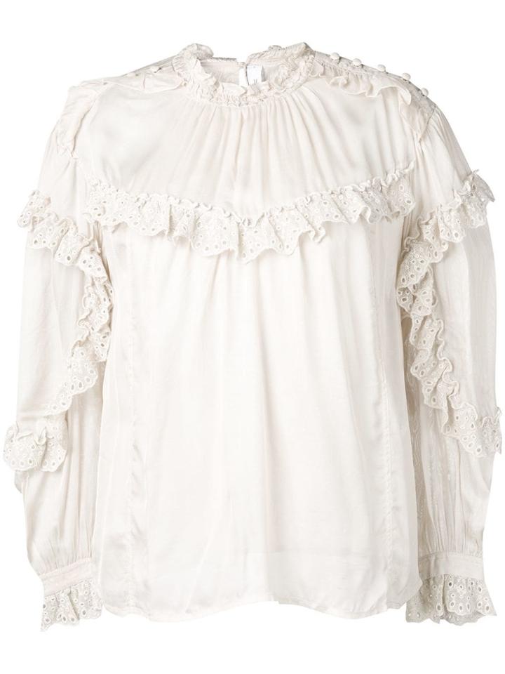 Iro Frill Long-sleeve Blouse - Nude & Neutrals