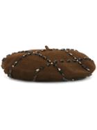 Le Chapeau Embellished Beret, Women's, Brown, Wool/glass