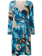 Trina Turk Abstract Print V-neck Dress, Women's, Size: Medium, Blue, Polyester/spandex/elastane