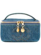 Chanel Vintage Denim Flat Cosmetic Bag - Blue