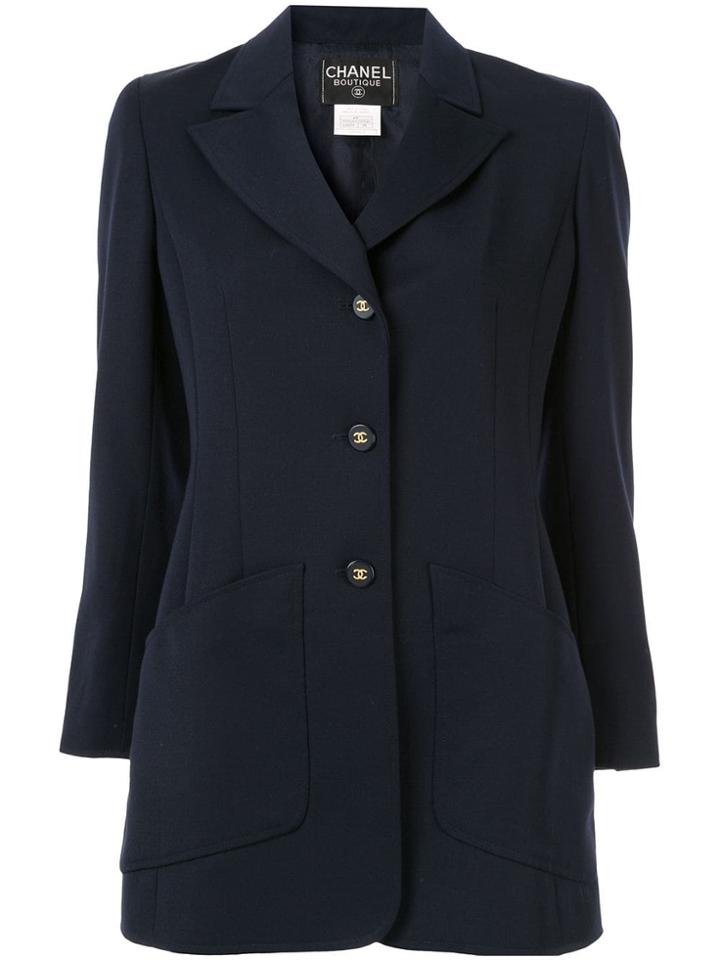 Chanel Vintage Tailored Long Sleeve Jacket - Blue