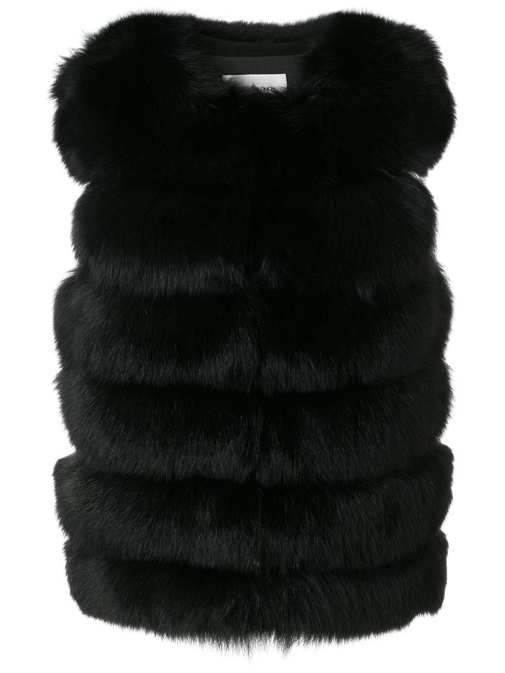Yves Salomon Short Fox Vest - Black