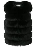 Yves Salomon Short Fox Vest - Black