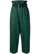 Plan C Geometric Print High Waisted Trousers - Green