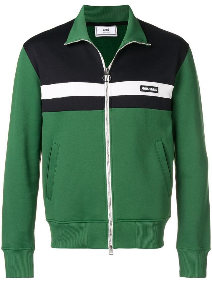 Ami Paris Paris Patch Zipped Sweatshirt - Green