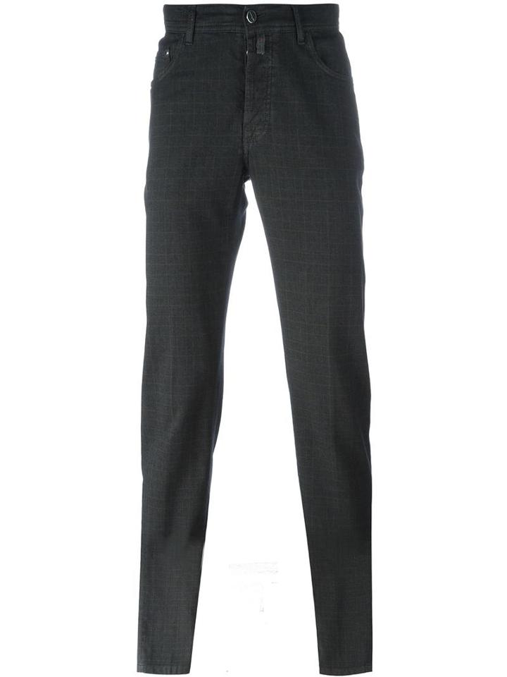 Kiton Straight Leg Jeans, Men's, Size: 34, Grey, Cotton/elastodiene