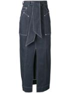 Talbot Runhof Belted Long Pencil Skirt - Blue