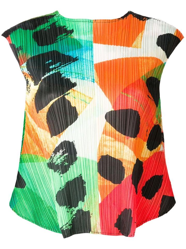Pleats Please By Issey Miyake Colour-block Sleeveless Top - Orange