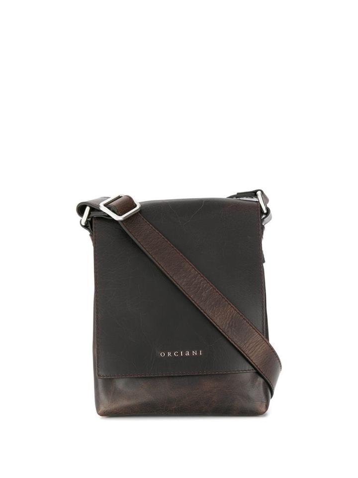 Orciani Logo Embellished Messenger Bag - Brown