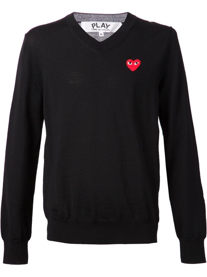 Comme Des Garçons Play Heart Intarsia Jumper - Black