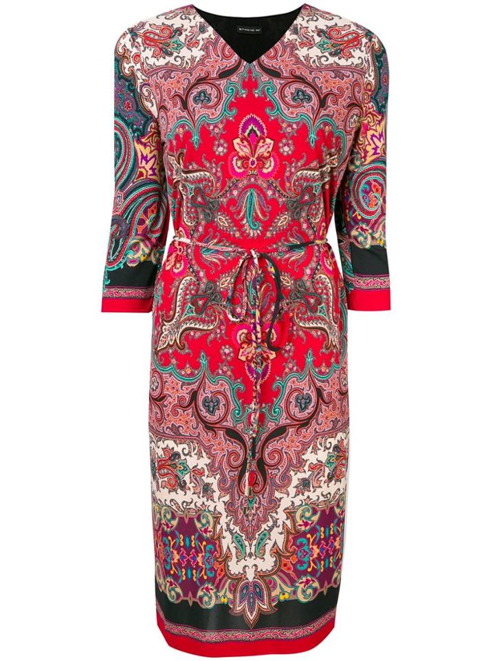 Etro Paisley Print Midi Dress - Red