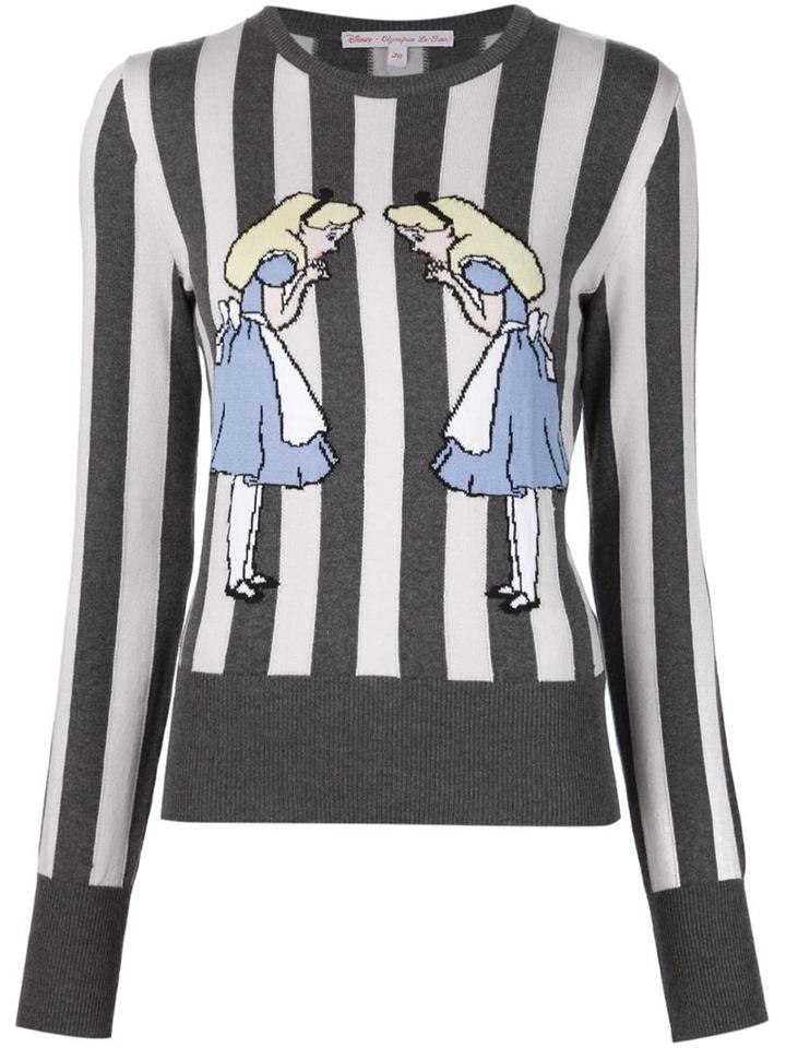 Olympia Le-tan Alice Striped Sweater, Women's, Size: 36, Grey, Cotton/cashmere