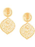 Kenneth Jay Lane Filigree Drop Clip Earrings - Gold