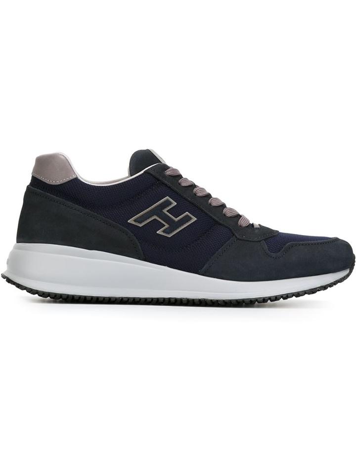 Hogan Lace-up Sneakers, Men's, Size: 5, Blue, Leather/nylon/rubber