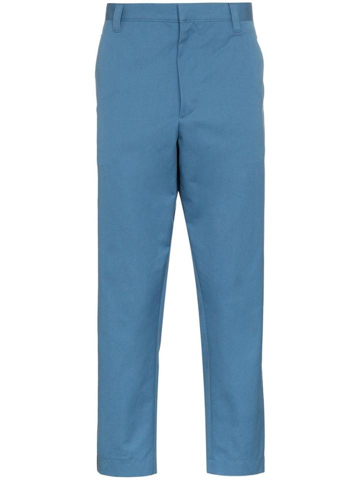 Prada Straight Leg Orange Trim Trousers - Blue