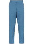 Prada Straight Leg Orange Trim Trousers - Blue