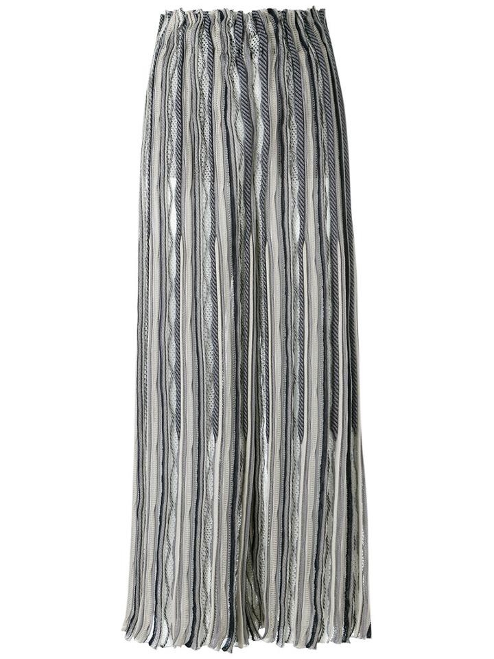 Giorgio Armani Striped Wide Leg Trousers, Women's, Size: 44, Nude/neutrals, Silk/cashmere