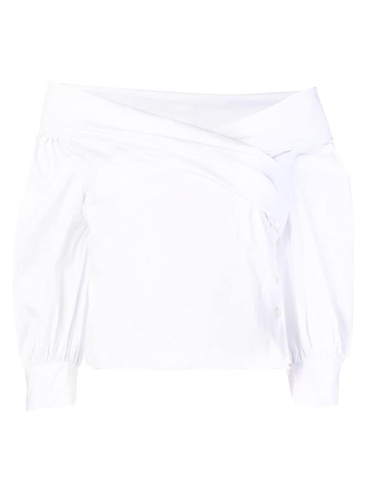 Sara Roka Off Shoulder Draped Shirt - White