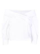 Sara Roka Off Shoulder Draped Shirt - White