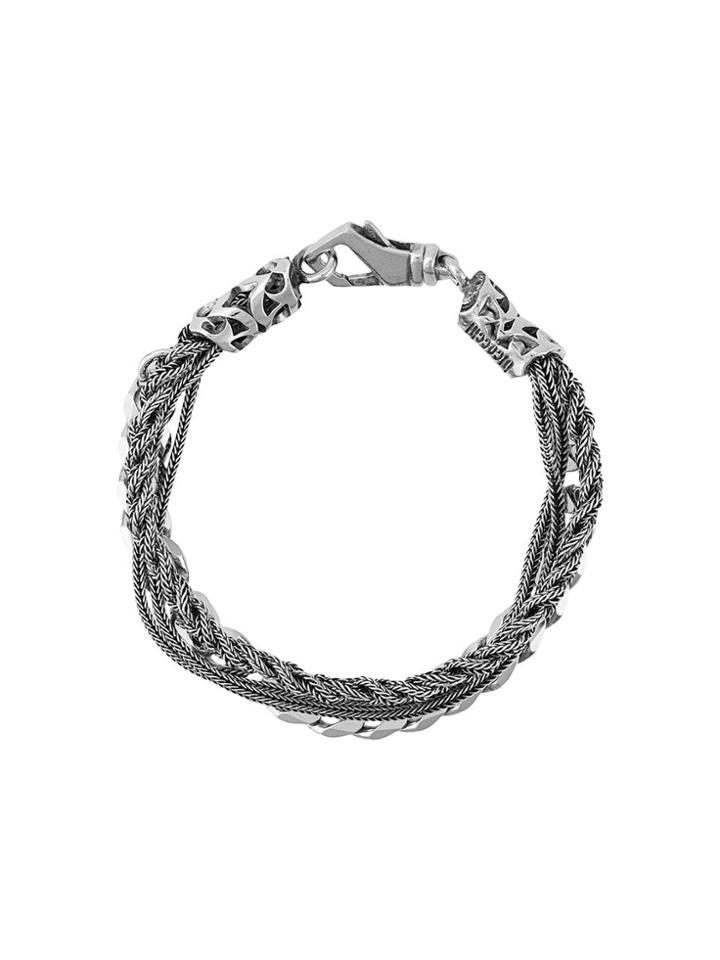 Emanuele Bicocchi Braid And Chain Bracelet - Silver