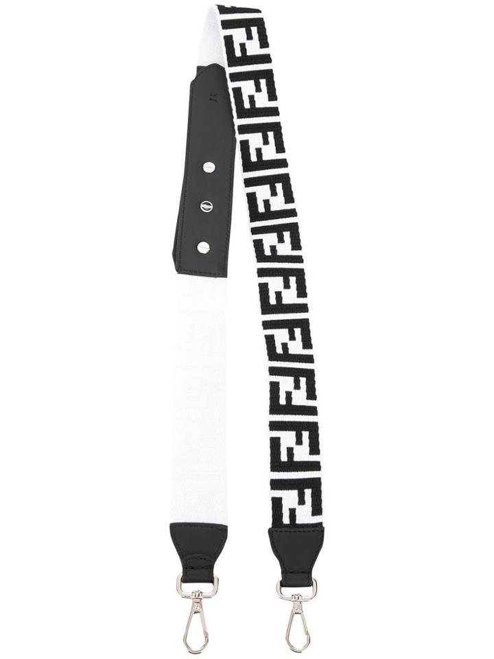 Fendi Logo Printed Bag Strap - White