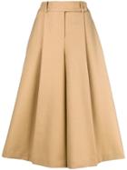 Jil Sander Navy Wide Leg Cropped Trousers - Neutrals