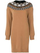 Fendi Nordic Style Knitted Dress - Brown