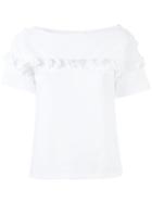 Chloé - Frill Panel Cropped T-shirt - Women - Cotton - S, White, Cotton