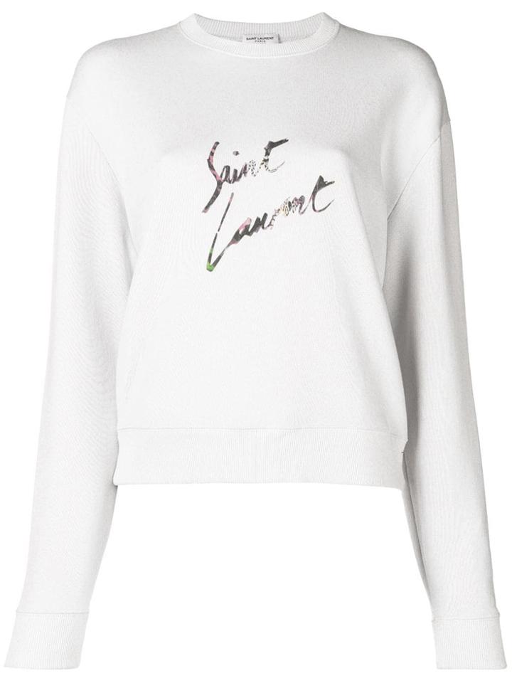 Saint Laurent Graphic Logo Sweatshirt - Neutrals