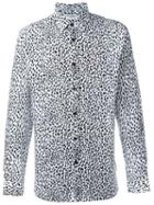 Saint Laurent Leopard Print Shirt, Men's, Size: 44, Black, Cotton