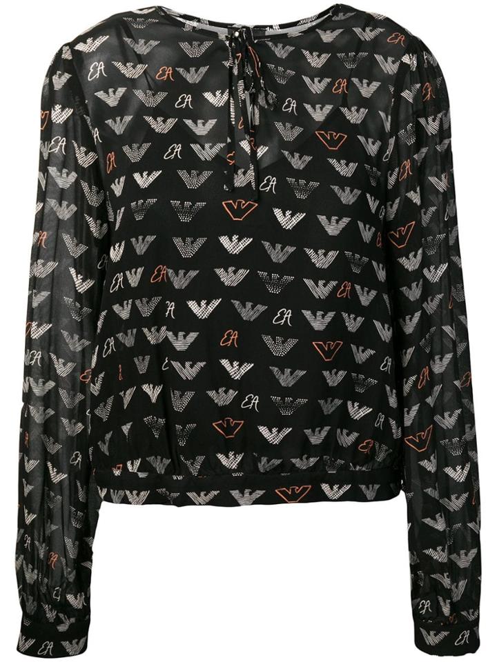 Emporio Armani Logo Print Blouse - Black
