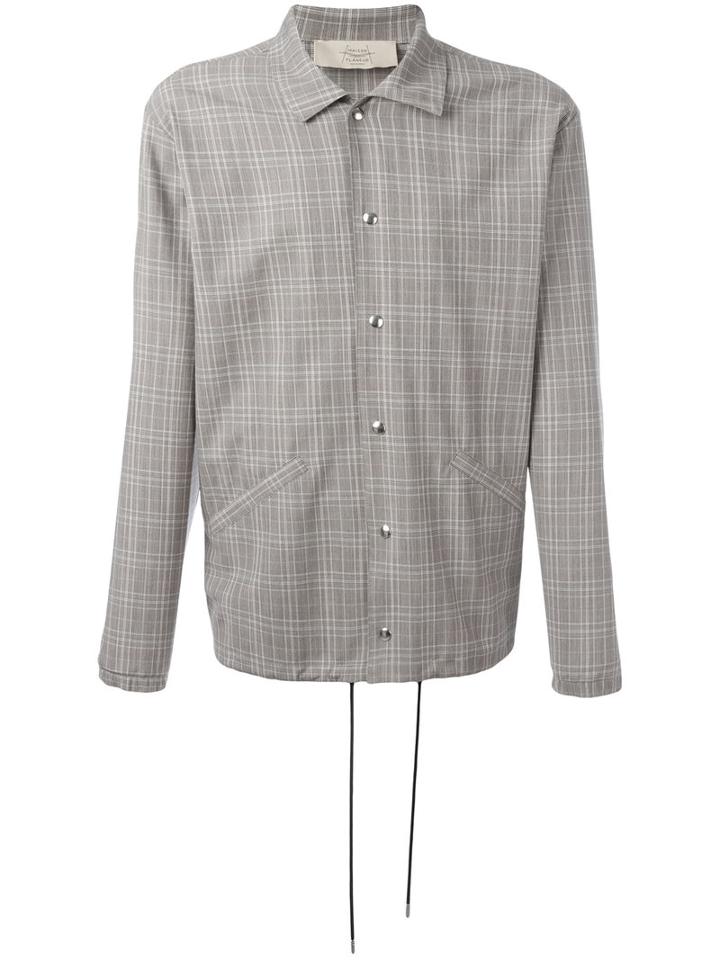 Maison Flaneur Plaid Coach Jacket, Men's, Size: 48, Nude/neutrals, Virgin Wool/polyamide/spandex/elastane/viscose