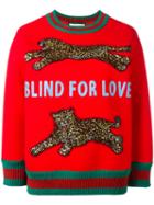 Gucci Blind For Love Embellished Sweatshirt, Women's, Size: Large, Red, Cotton/polyamide/spandex/elastane/plastic