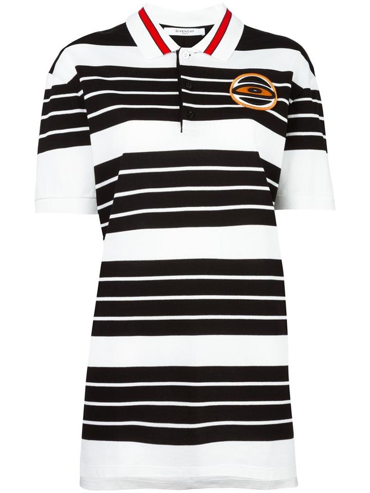 Givenchy Stripe Patch Polo Shirt, Women's, Size: 36, Black, Cotton/polyester