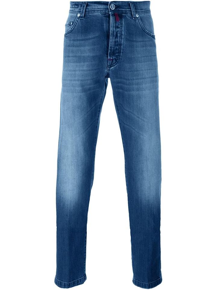 Kiton Slim Fit Jeans, Men's, Size: 33, Blue, Cotton/spandex/elastane
