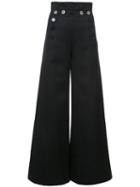 Chloé - Flared High Waist Trousers - Women - Cotton/virgin Wool - 38, Black, Cotton/virgin Wool