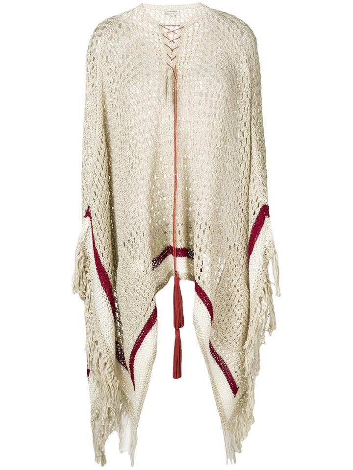 Zeus+dione Open Knit Poncho - Nude & Neutrals