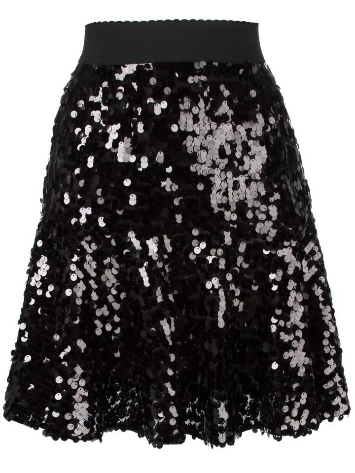 Dolce & Gabbana Sequinned Peplum Skirt, Women's, Size: 42, Black, Polyester/spandex/elastane/polyamide/silk